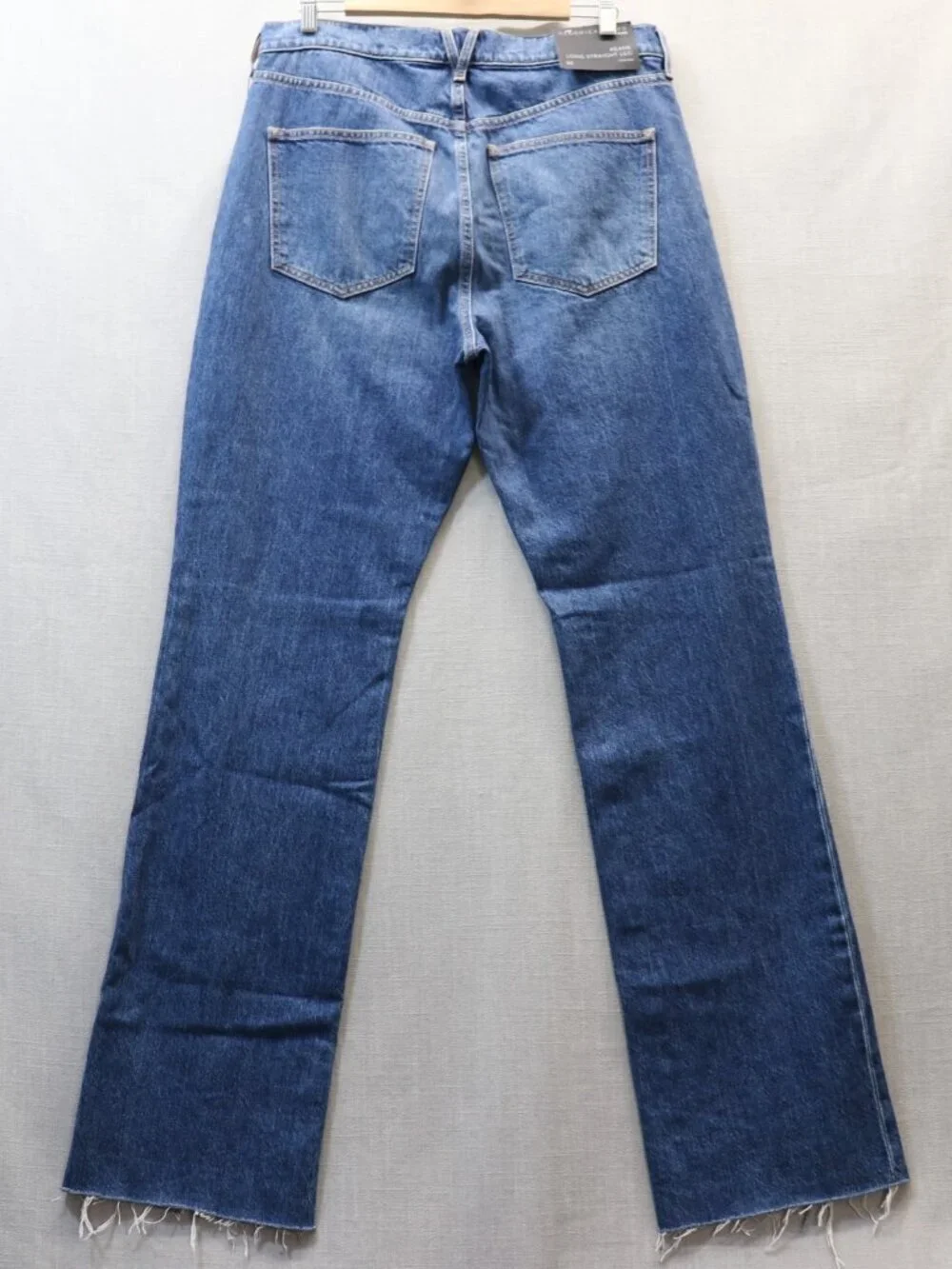 NWT Veronica Beard Keane High Rise Long Straight Leg Jeans Blue 32 Front Slit